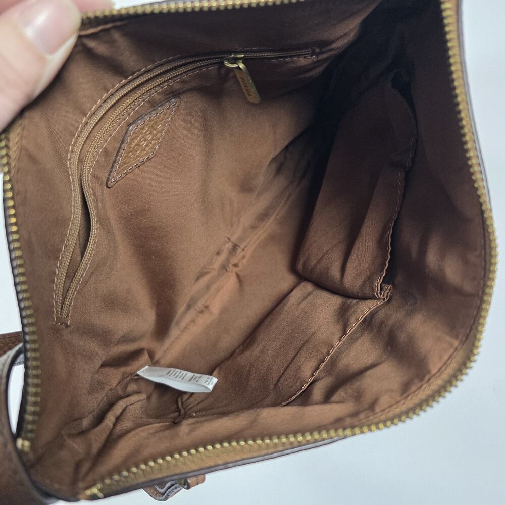 Fossil Gemma Brown Pebbled Leather Crossbody Purse Shoulder Bag Adjustable - Picture 4 of 15